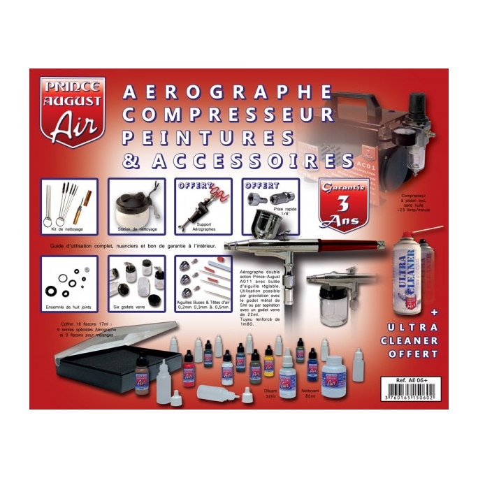 Aérographe - Set complet (aérographe, compresseur et accessoires)