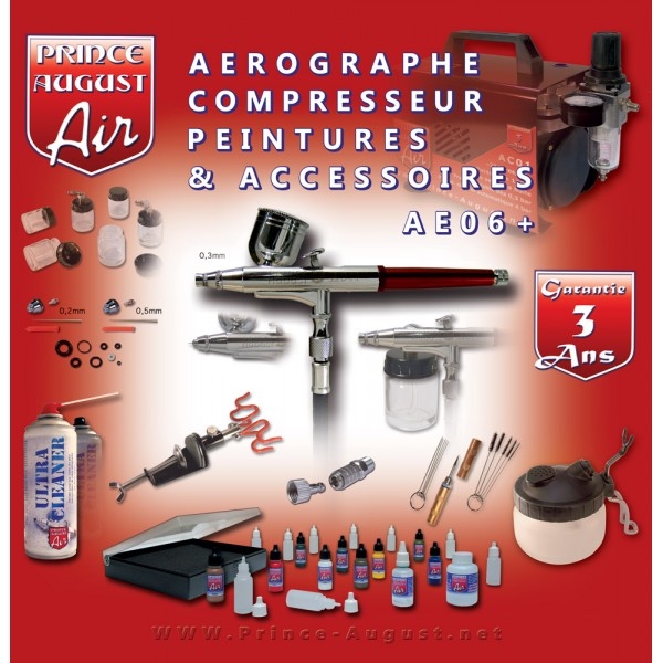 Aérographe - Set complet (aérographe, compresseur et accessoires)