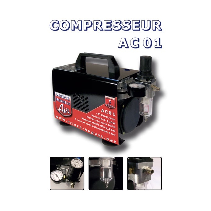 Coffret aéro HD double action compresseur peinture ultra polyvalent +UC01 - PRINCE AUGUST AE05+