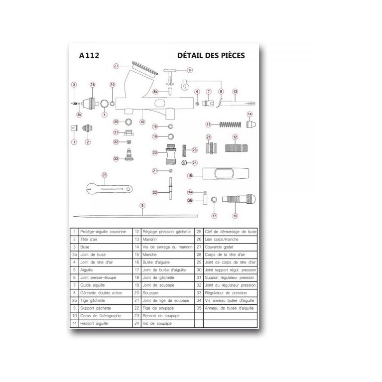 Aérographe HD double action de précision - PRINCE AUGUST A112