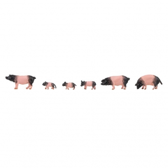 6 Cochons / Porcs Roses et Noirs-HO 1/87-FALLER 151916
