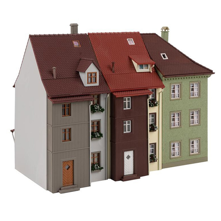 Maisons de ville provinciale (x3) - 3 étages - FALLER 130708 - HO 1/87