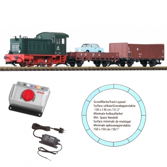 Coffret Train de Fret, Locomotive V20 + 2 wagons analogique son - PIKO 37121- G 1/22.5