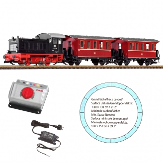 Coffret Train, Locomotive V20 + 2 voitures analogique son - PIKO 37126- G 1/22.5