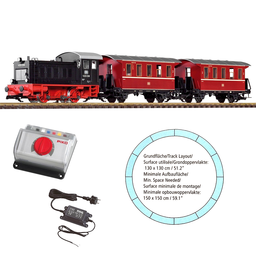 Coffret Train, Locomotive V20 + 2 voitures analogique son - PIKO 37126- G  1/22.5