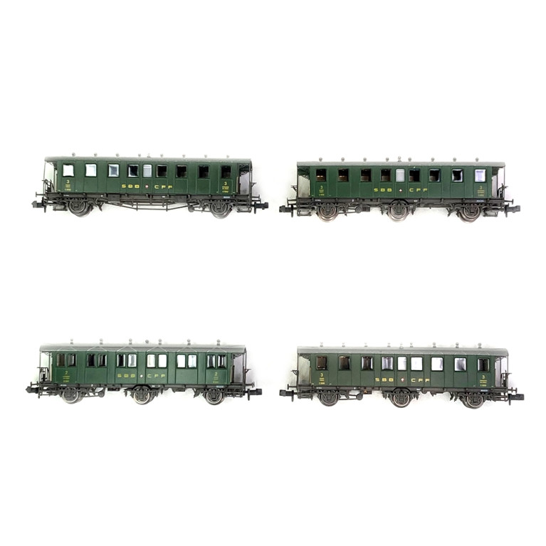 4 voitures d'époque SBB-CFF - PIKO 94345 DEP181-052 - N 1/160