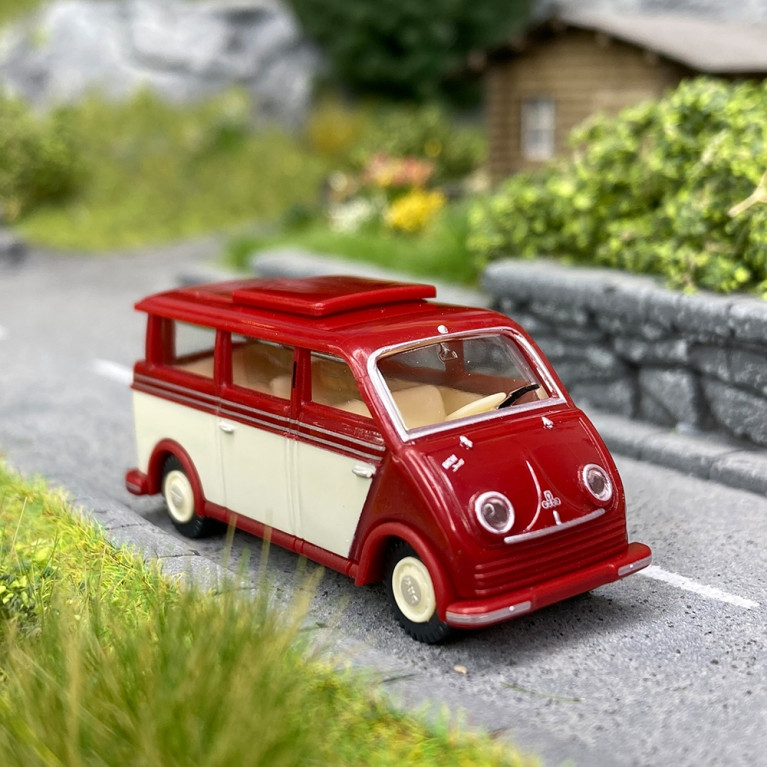 Fourgonnette transport de personnes DKW, Bordeau/crème  - WIKING 33405 - HO 1/87