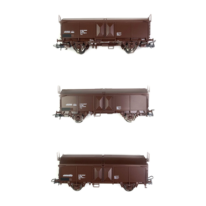 3 wagons tombereaux à toit coulissant OBB, Ep IV et V - ROCO 66178 - HO 1/87