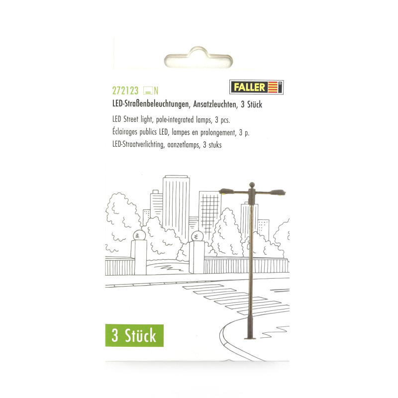 Lampadaire 2 bras à LED 12 V - 65 mm - N 1/160 - FALLER 272223