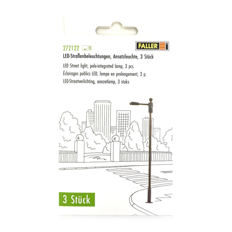 Lampadaire moderne à LED 12 V - 65 mm - N 1/160 - FALLER 272222