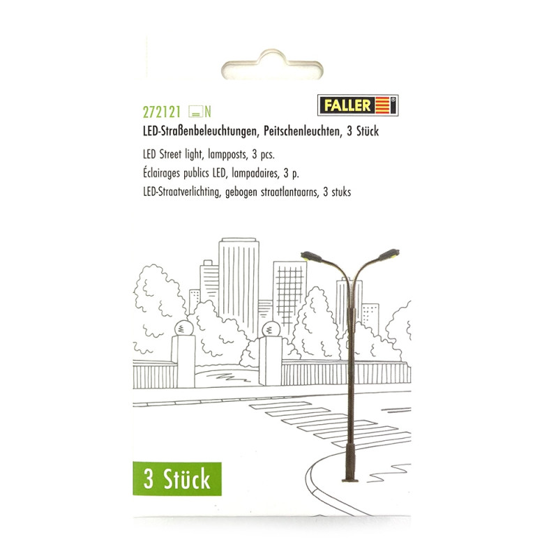 Lampadaire 2 bras à LED 12 V - 65 mm - N 1/160 - FALLER 272221