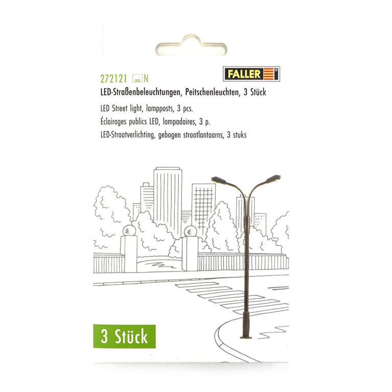 Lampadaire 2 bras à LED 12 V - 65 mm - N 1/160 - FALLER 272221