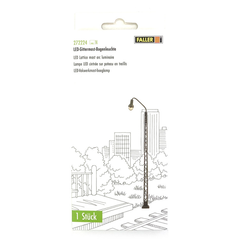 Lampadaires cintrés à LED 12 V - 117 mm (x3) - FALLER 272124 - N 1/160