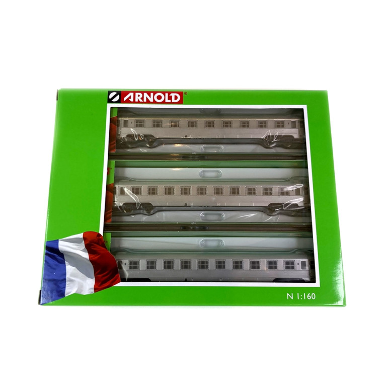 3 voitures DEV inox 2CL/1CL Sncf, Ep III - ARNOLD HN4335 - N 1/160