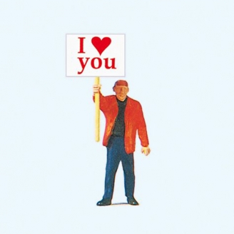 Homme amoureux, panneau "I Love You" - PREISER 29039 - HO 1/87