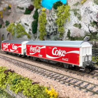 2 wagons à parois coulissantes "Coca-Cola" CFF FFS, Ep IV - MARKLIN 48344 - HO 1/87