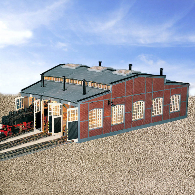 Rotonde remise circulaire pour 3 locomotives-HO-1/87-FLEISCHMANN