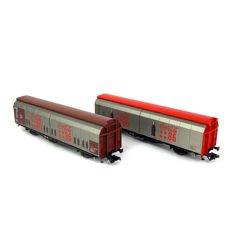 2 wagons parois coulissantes Hbbills "Coca Cola", Ep VI - MARKLIN 48345 - HO 1/87