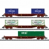 3 wagons porte conteneurs Rs, Sncf, Ep IV - MINITRIX 15072 - N 1/160-
