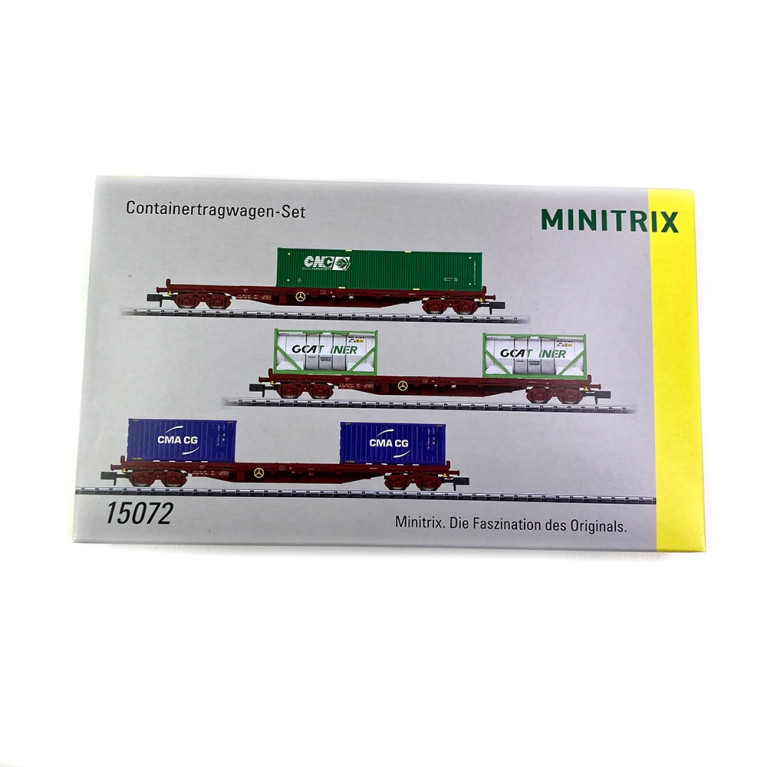 3 wagons porte conteneurs Rs, Sncf, Ep IV - MINITRIX 15072 - N 1/160-