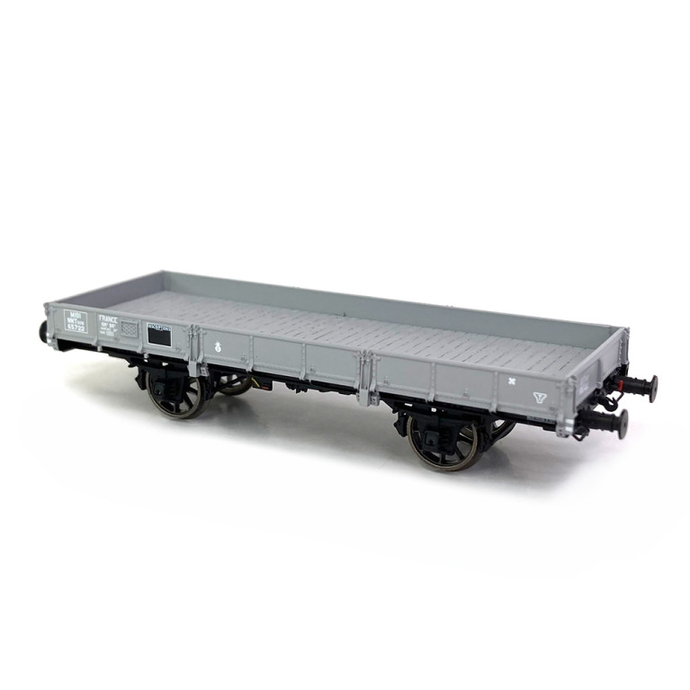 Wagon plat OCEM 29 gris NNT frein à levier roues rayons MIDI, Ep II - REE WB603 - HO 1/87