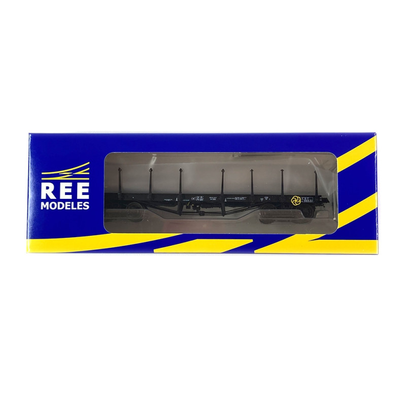 Wagon plat TP à ranchers longs EST, Ep II - REE WB543 - HO 1/87