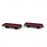 2 wagons plats OCEM 29 rouge "Sideros" frein à levier roues à rayons PLM, Ep II - REE WB602 - HO 1/87