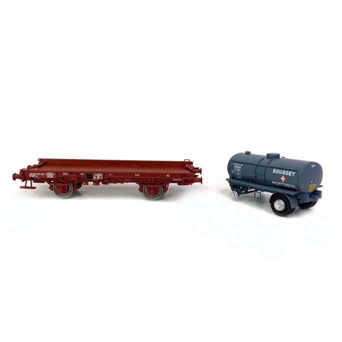 Wagon UFR mono-porteur roue pleines "Bourgey Montreuil" Sncf, Ep IV - REE WB646 - HO 1/87