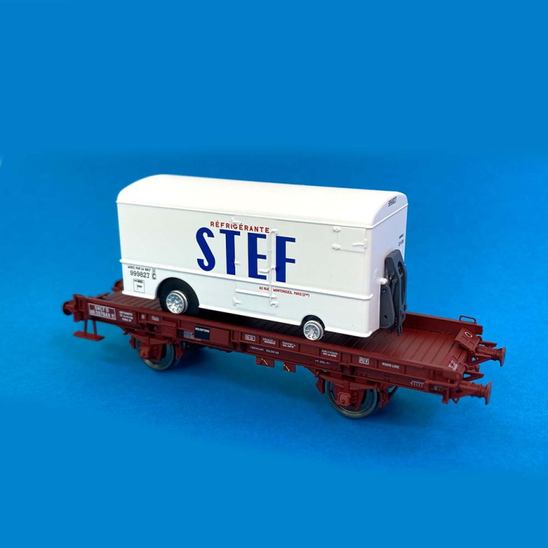 Wagon UFR mono-porteur roue pleines "STEF" Sncf, Ep III - REE WB650 - HO 1/87
