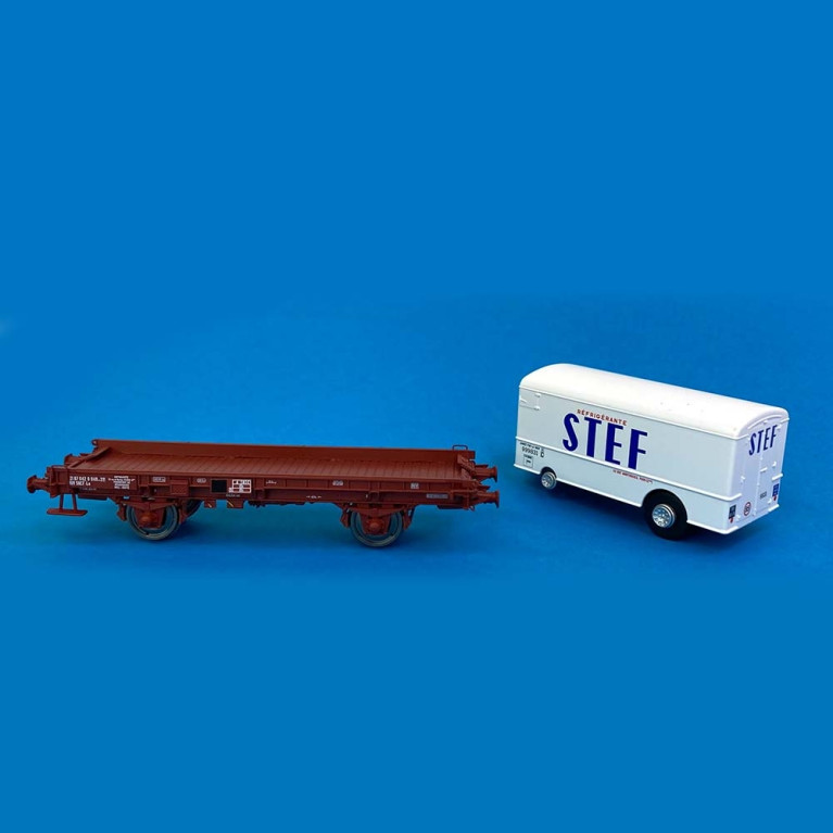 Wagon UFR mono-porteur roue pleines "STEF" Sncf, Ep IV - REE WB652 - HO 1/87