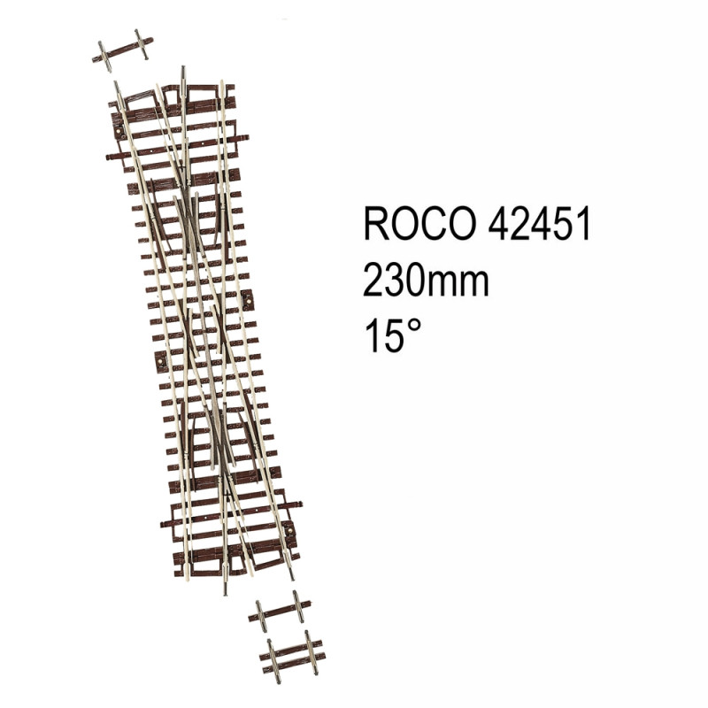 Rail traverse de jonction double 230mm 15 degrés code 83 -HO-1/87-ROCO 42451