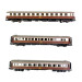 3 voitures voyageurs "Al-Andalus Expreso Renfe 70 ans , Ep IV - ELECTROTREN HE4007 -  HO 1/87