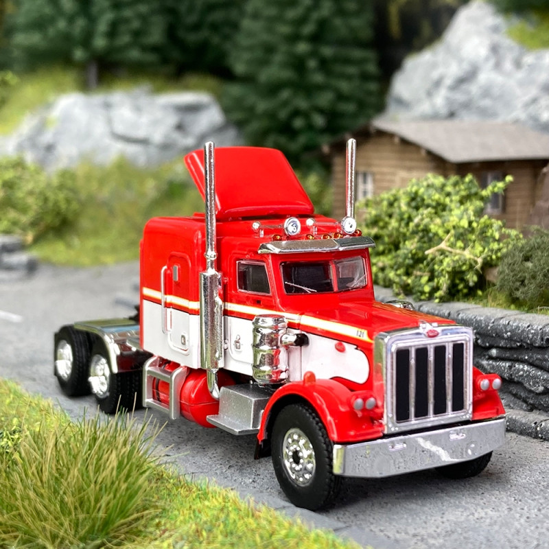 Camion Peterbilt 359 rouge blanc - BREKINA 85700 - HO 1/87