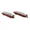 2 wagons ex-US plat à rebords bas + chargement Sncf, Ep V - ARNOLD HN6543 - N 1/160