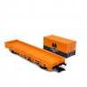 Wagon plat reborts bas Kls avec conteneur "Aarsleff Rail", Ep VI - MARKLIN 46933 - HO 1/87