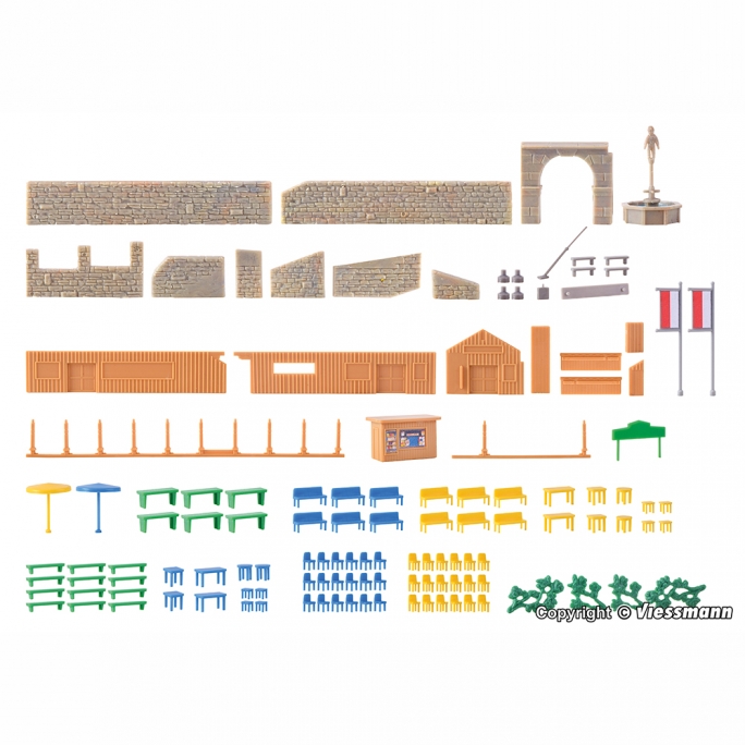 Set de décoration, tables, chaises, muret, etc... - KIBRI 36694 - Z 1/220