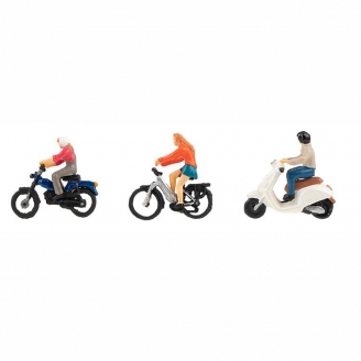 3 motocyclettes et vélo - FALLER 151801 - HO 1/87