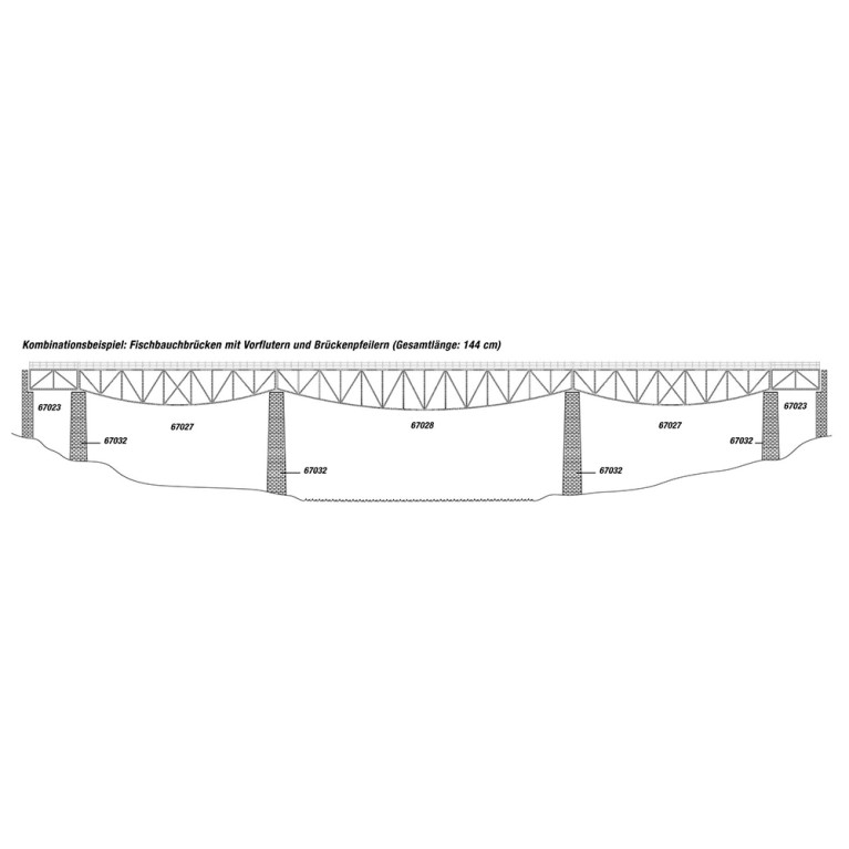 Partie de pont en acier, sans têtes, 1 voie 90mm, Laser Cut - NOCH 67023 - HO 1/87
