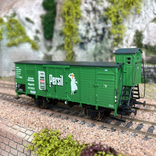 Wagon couvert type G10 avec guérite "PERSIL" DRG, Ep II - BRAWA 49845 - HO 1/87