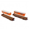 2 wagons plat à ranchers Lgs "KARGO70 CNC"  Sncf, Ep IV - JOUEF HJ6224 - HO 1/87