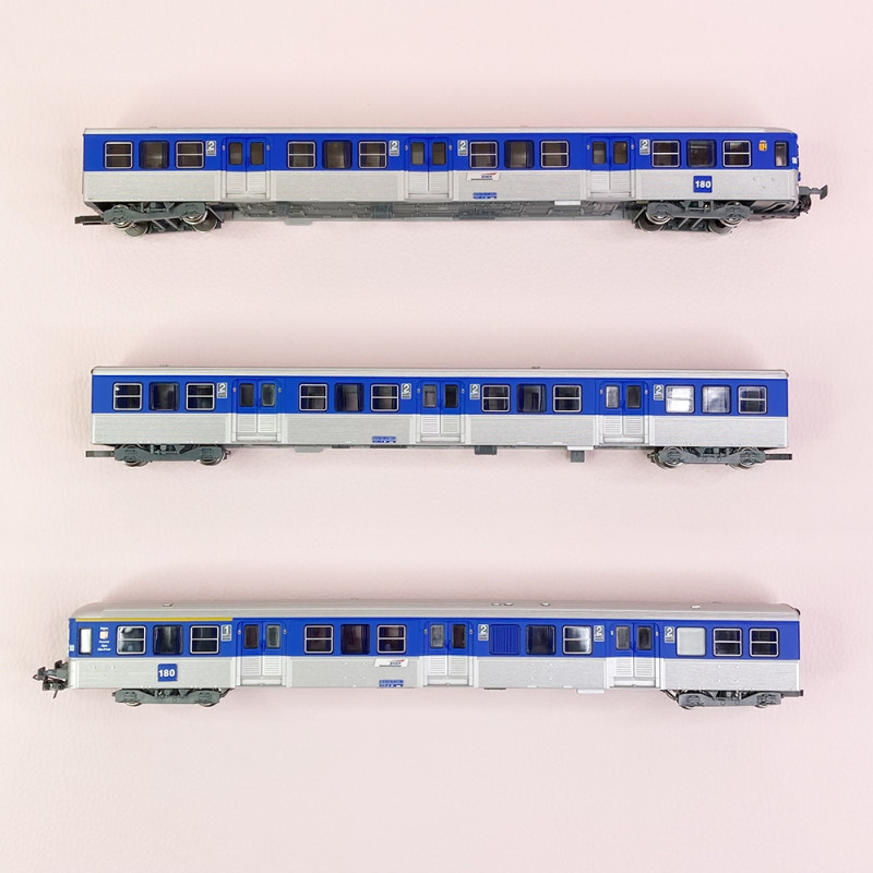 3 voitures RIB 82 "Provence Alpes Côte d'Azur" Sncf, Ep V - JOUEF HJ4154 - HO 1/87