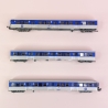 3 voitures RIB 82 "Provence Alpes Côte d'Azur" Sncf, Ep V - JOUEF HJ4154 - HO 1/87