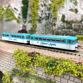Autorail diesel + voiture VT 98 + VB 998 DB, Ep VI digital son - MINITRIX 16984 - N 1/160
