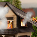 Maison close en feu avec bruitage et effet lumineux + figurines - NOCH 66507 - HO 1/87