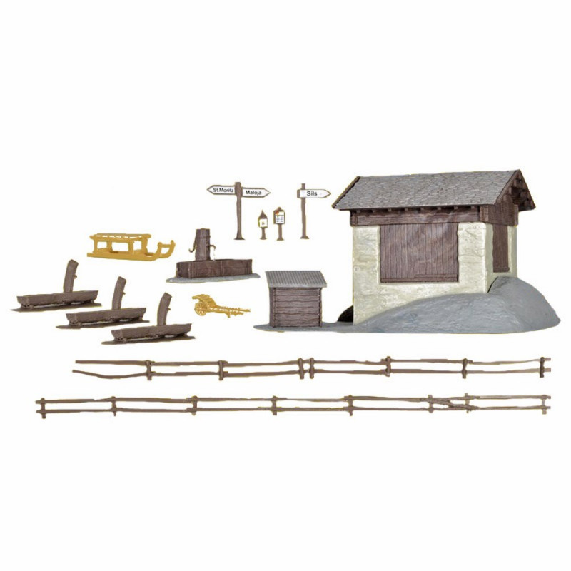Grange de montagne avec accessoires-HO-1/87-KIBRI