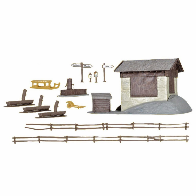 Grange de montagne avec accessoires-HO-1/87-KIBRI