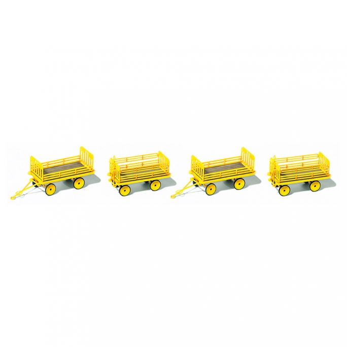 Remorques de chariot électrique, jaune (x4) - PREISER 17127 - HO 1/87