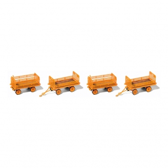Remorques de chariot électrique, orange (x4) - PREISER 17127 - HO 1/87