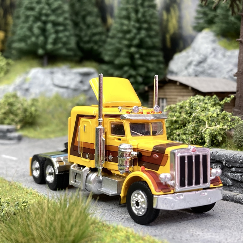 Camion Peterbilt 359 Jaune / Marron - BREKINA 85703 - HO 1/87