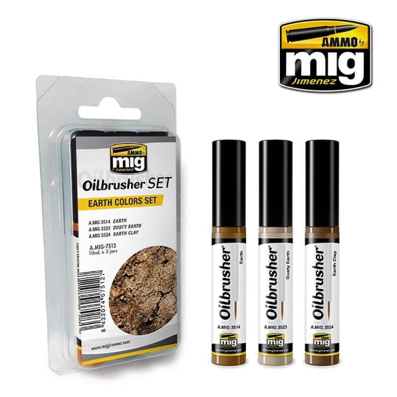 Set de 3 peintures à l'huile OILBRUSHER "Terre" 10 ml - AMMO 7512 Set de 3 peintures à l'huile OILBRUSHER "Terre" 10 ml - AMMO 7512